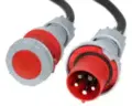 5-phase CEE extension cable for hire by Glow Power Rental, Dubai UAE — industrial power lead with red plug and socket connectors