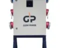 160A power distribution board (DB) for hire by Glow Power Rental, Dubai UAE — floor-standing electrical distribution unit with industrial CEE outlets