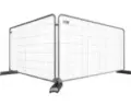 Temporary Heras fencing panels for hire by Glow Power Rental, Dubai UAE — galvanised mesh site fence panels with feet