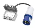 IP65 weatherproof twin 13A socket for hire by Glow Power Rental, Dubai UAE — outdoor-rated secondary distribution outlet with 16A industrial CEE plug