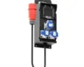 32A wall-mounted distribution box for hire by Glow Power Rental, Dubai UAE — compact distro with industrial CEE inlet and 16A outlets