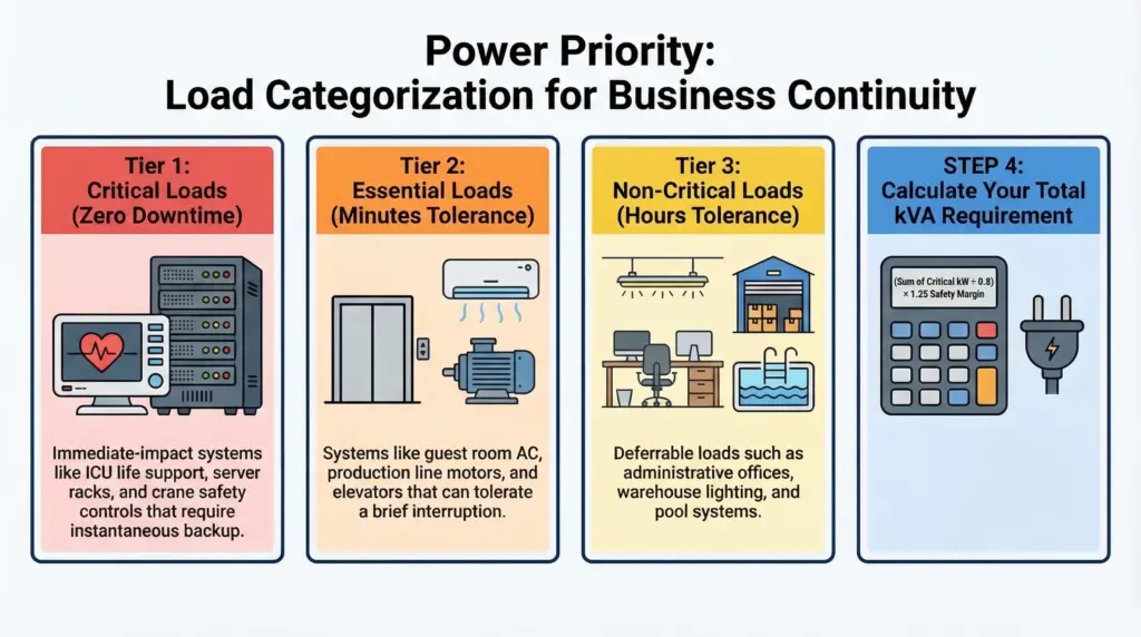Emergency power load assessment worksheet for facility managers